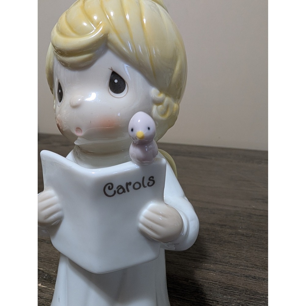 Precious Moments Angel Figurine 1996 White Excellent Carols Bird Enesco Decor - Picture 2 of 6